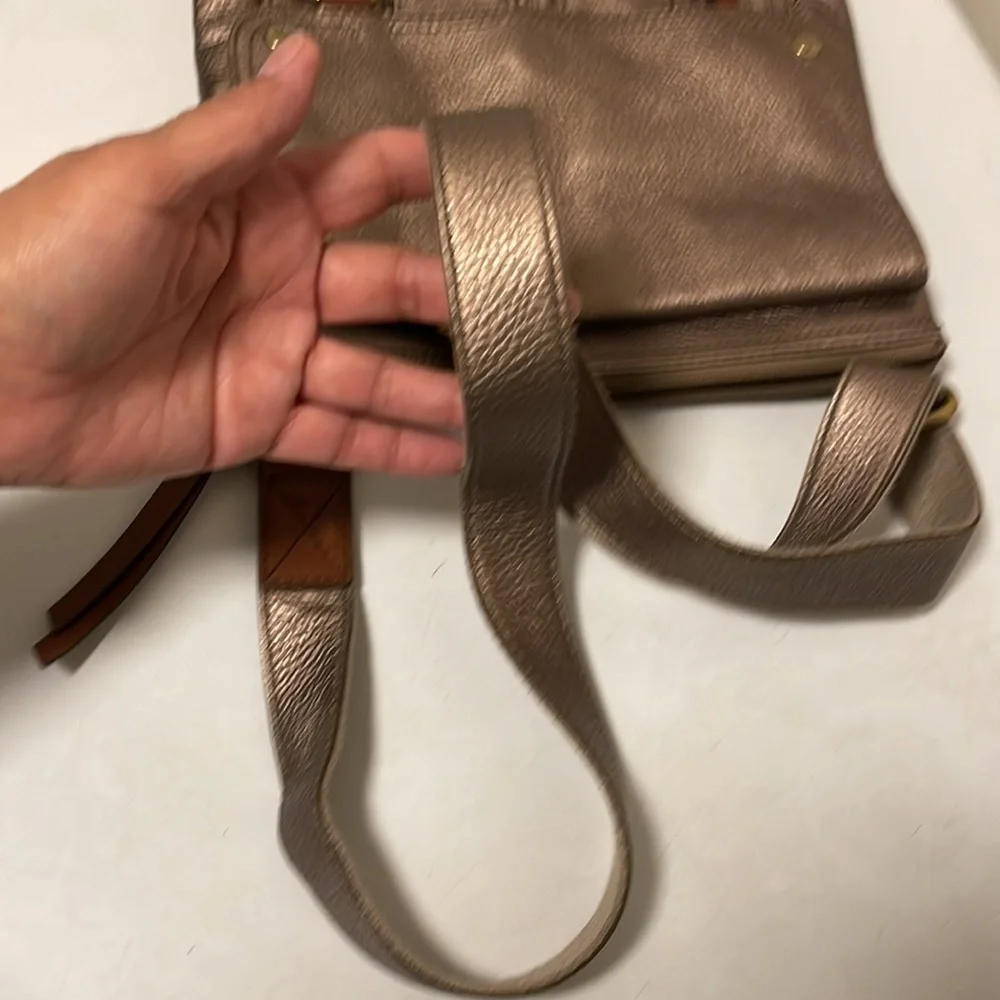 Fossil Morgan Metallic Leather‎ Traveler Handbag